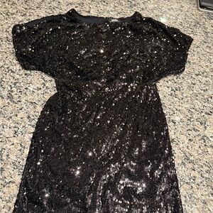 Lulu's Black Sequin Embellished Dress